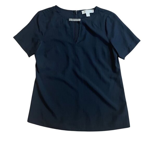 Michael Kors Black Blouse w/ V Neck Link- Size 4 - Picture 1 of 7
